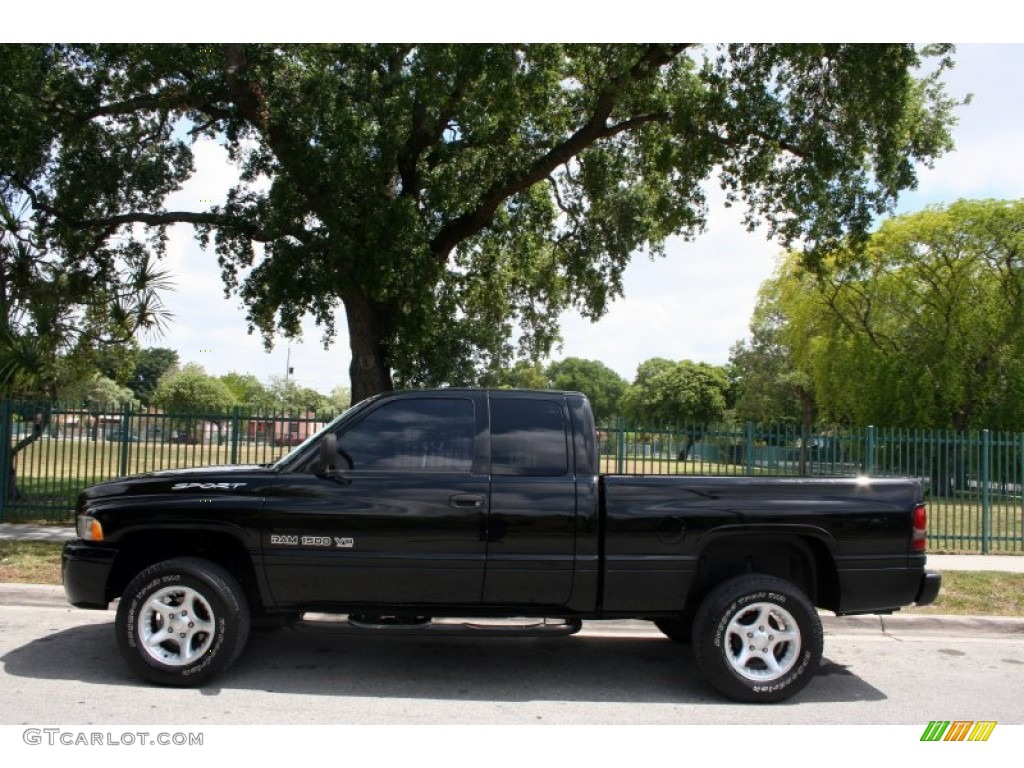 2000 Ram 1500 Sport Extended Cab 4x4 - Black / Mist Gray photo #3