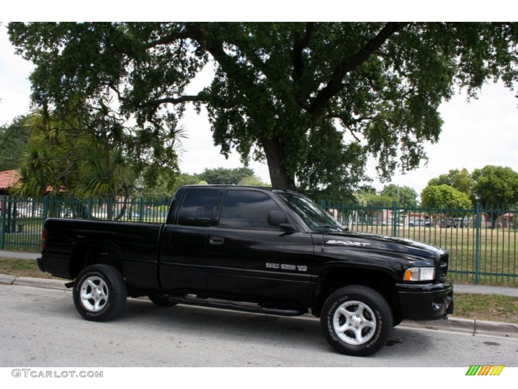 2000 Ram 1500 Sport Extended Cab 4x4 - Black / Mist Gray photo #12