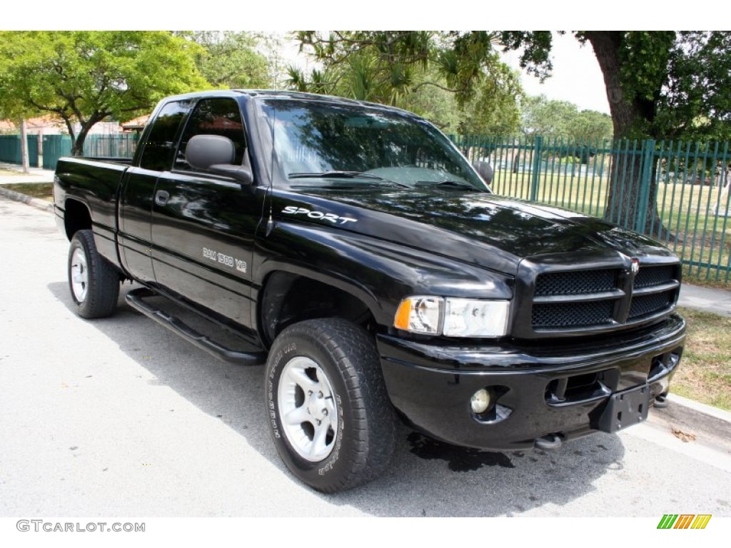 2000 Ram 1500 Sport Extended Cab 4x4 - Black / Mist Gray photo #14