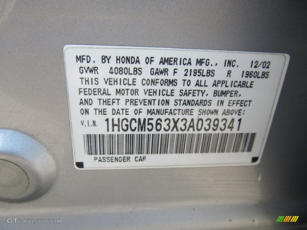 2003 Accord LX Sedan - Satin Silver Metallic / Gray photo #9