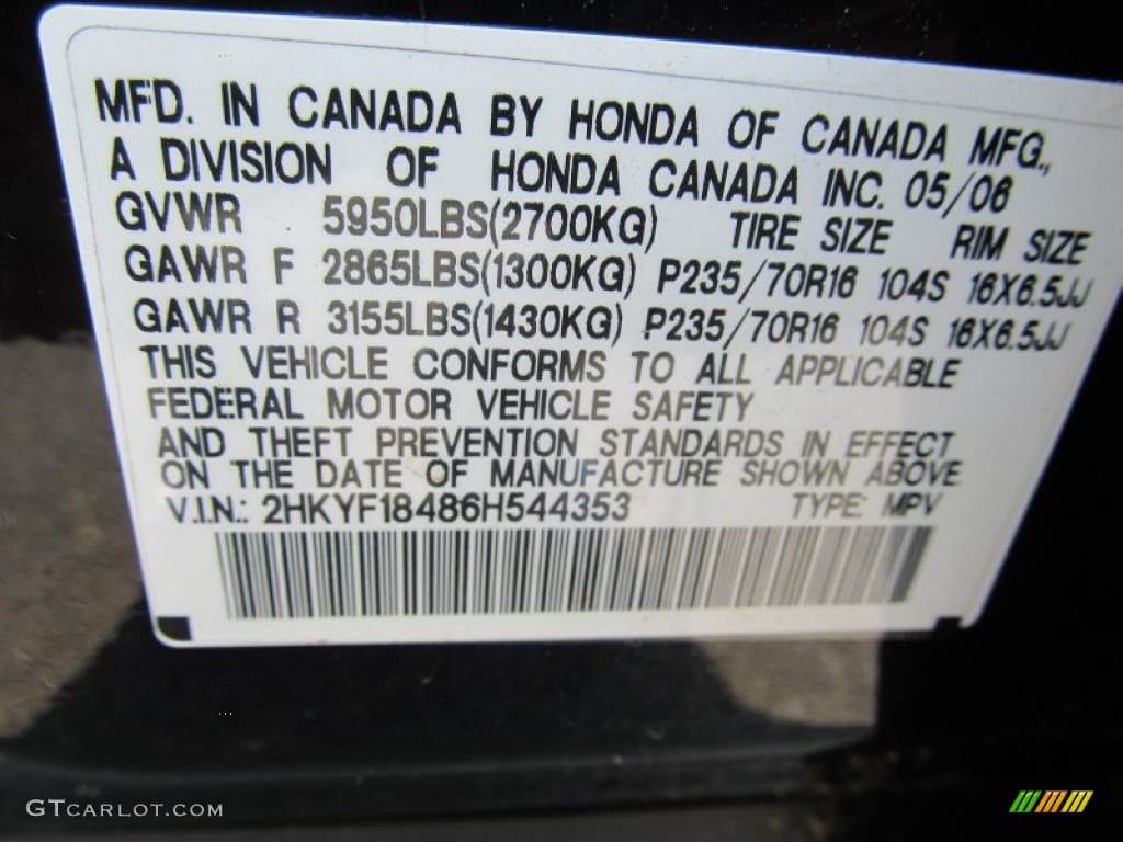 2006 Pilot EX 4WD - Nighthawk Black Pearl / Gray photo #9