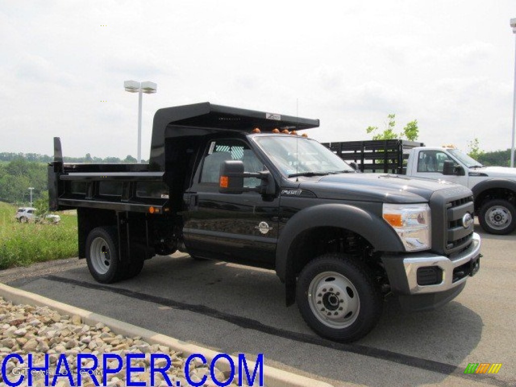 2011 F450 Super Duty XL Regular Cab 4x4 Dually Dump Truck - Tuxedo Black Metallic / Steel photo #1