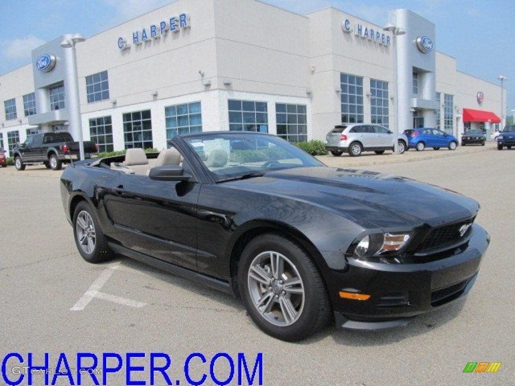 2011 Mustang V6 Premium Convertible - Ebony Black / Stone photo #1
