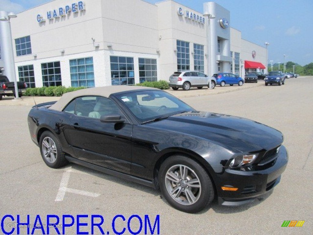 2011 Mustang V6 Premium Convertible - Ebony Black / Stone photo #2