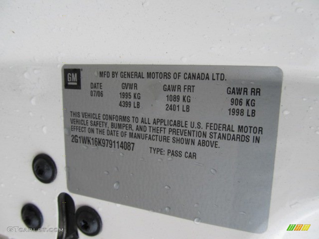 2007 Chevrolet Monte Carlo LT Info Tag Photo #50409178