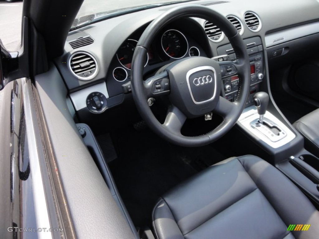 2008 Audi A4 2.0T quattro Cabriolet Black Steering Wheel Photo #50412778