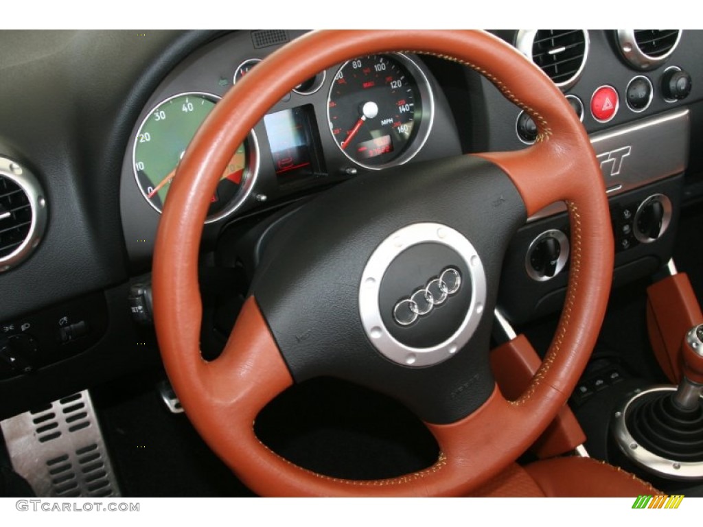 2001 Audi TT 1.8T quattro Roadster Amber Red Steering Wheel Photo #50414605