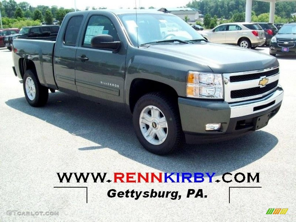 2011 Silverado 1500 LT Extended Cab 4x4 - Steel Green Metallic / Ebony photo #1