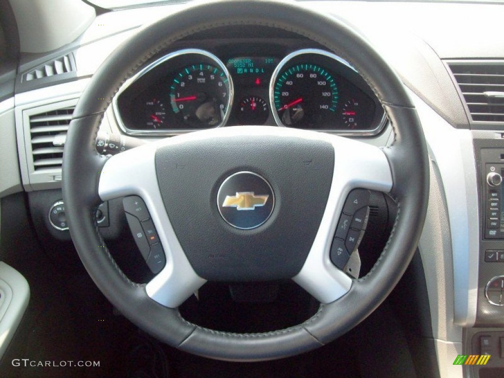 2011 Chevrolet Traverse LTZ AWD Light Gray/Ebony Steering Wheel Photo #50423794