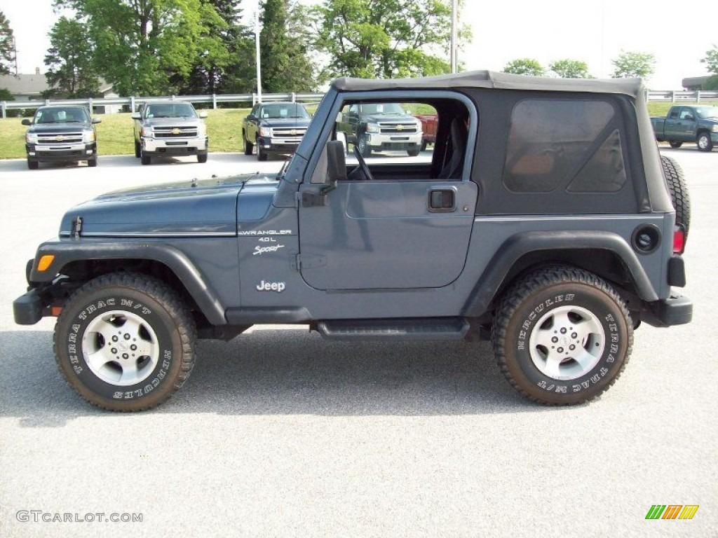 2001 Wrangler Sport 4x4 - Steel Blue Pearl / Agate Black photo #13