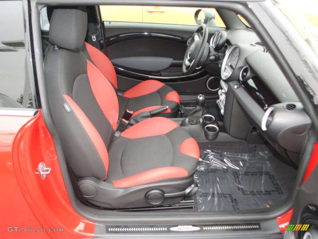 Rooster Red Leather/Carbon Black Interior 2010 Mini Cooper John Cooper Works Hardtop Photo #50424886