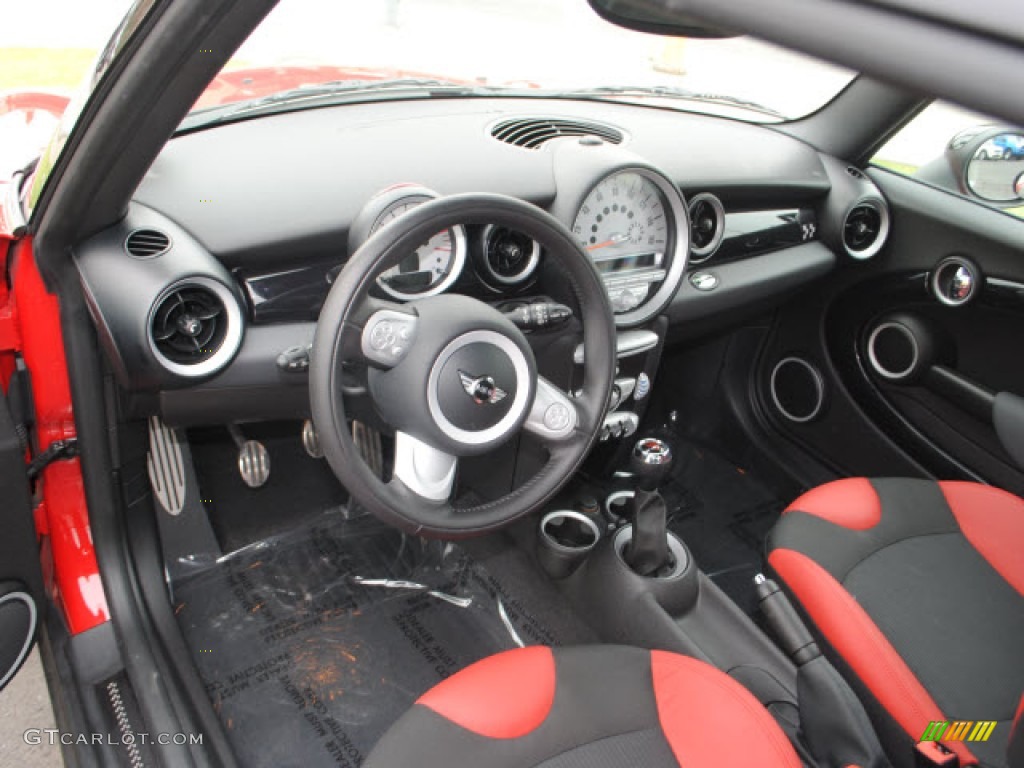Rooster Red Leather/Carbon Black Interior 2010 Mini Cooper John Cooper Works Hardtop Photo #50424983