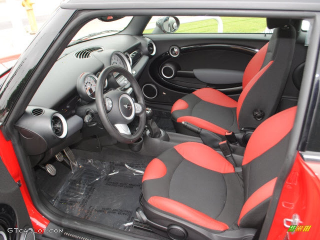 Rooster Red Leather/Carbon Black Interior 2010 Mini Cooper John Cooper Works Hardtop Photo #50425000
