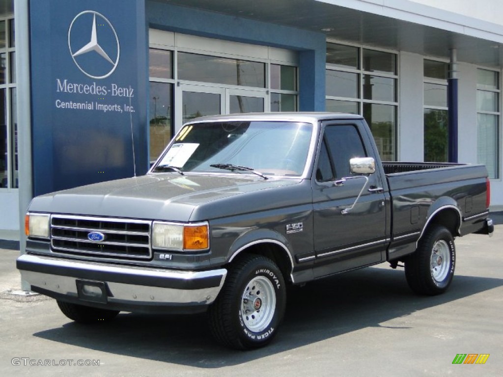 Dark Grey Metallic 1991 Ford F150 XLT Regular Cab Exterior Photo #50432599