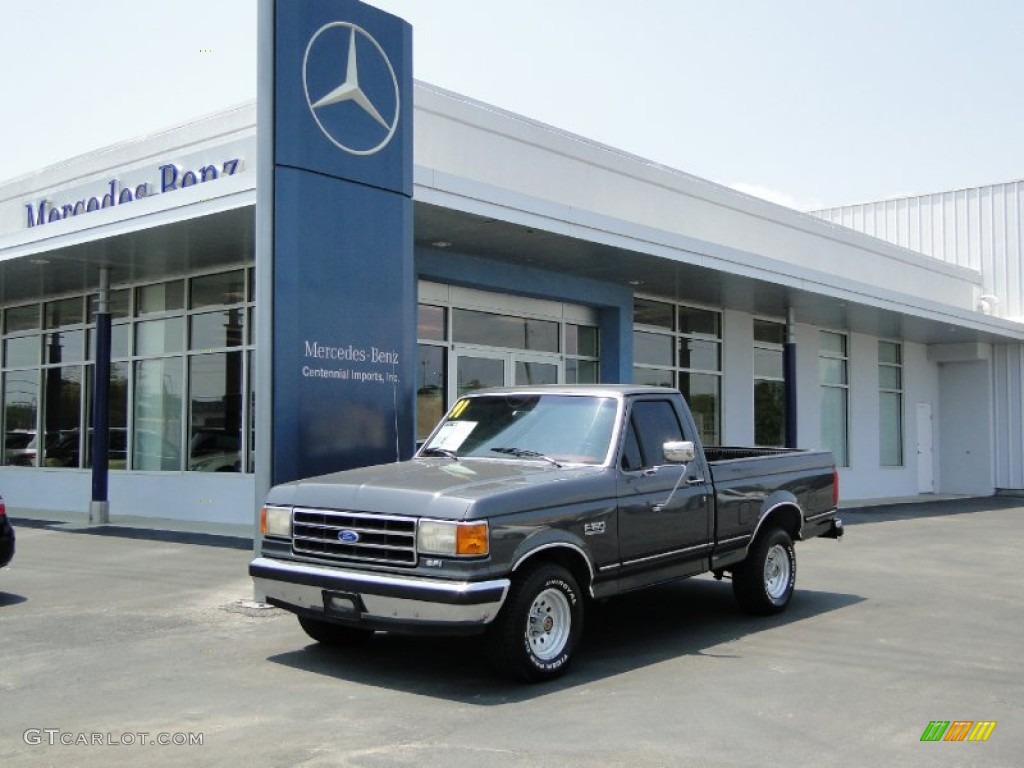 1991 F150 XLT Regular Cab - Dark Grey Metallic / Scarlet Red photo #2