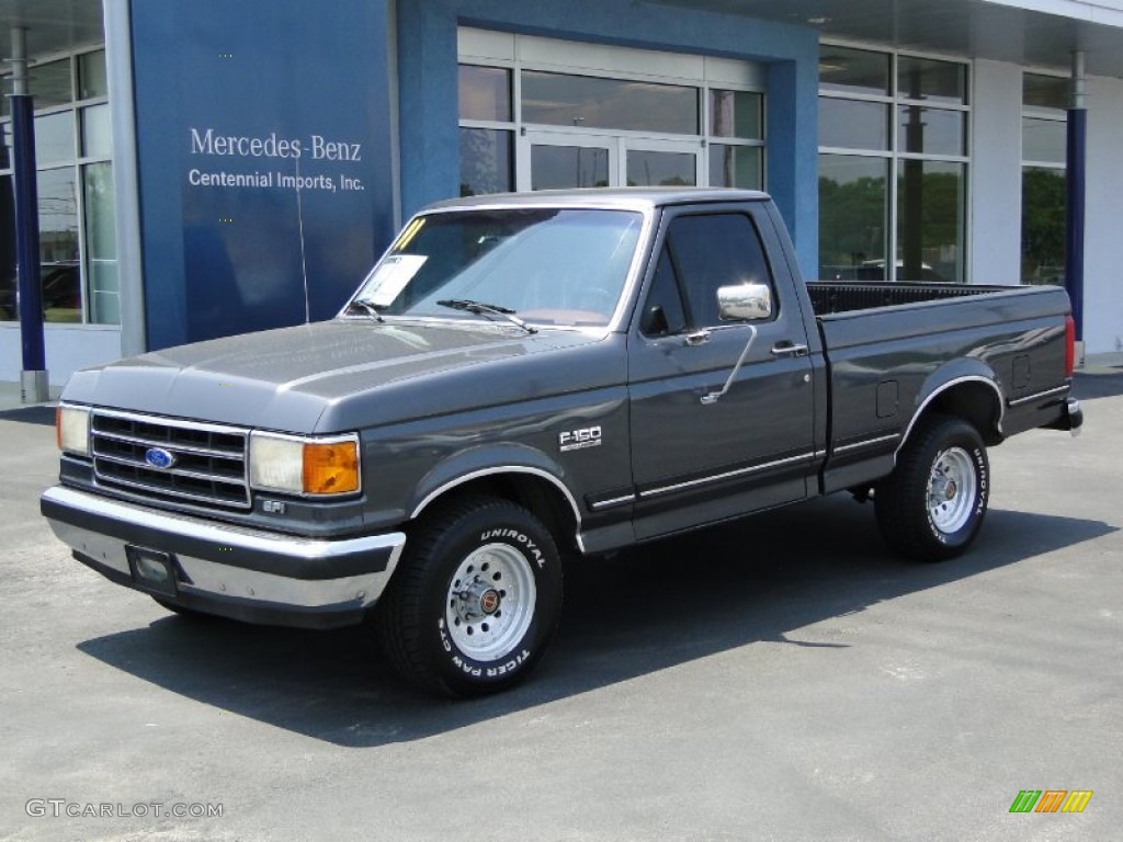 1991 F150 XLT Regular Cab - Dark Grey Metallic / Scarlet Red photo #5