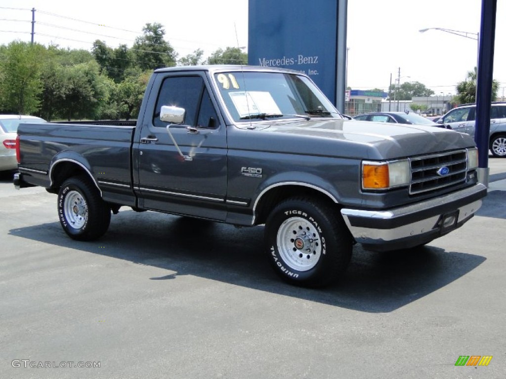 1991 F150 XLT Regular Cab - Dark Grey Metallic / Scarlet Red photo #12