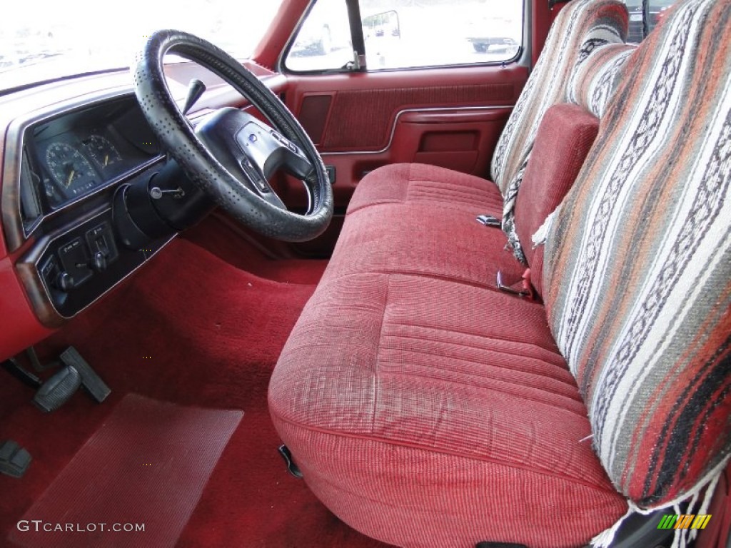 1991 F150 XLT Regular Cab - Dark Grey Metallic / Scarlet Red photo #13