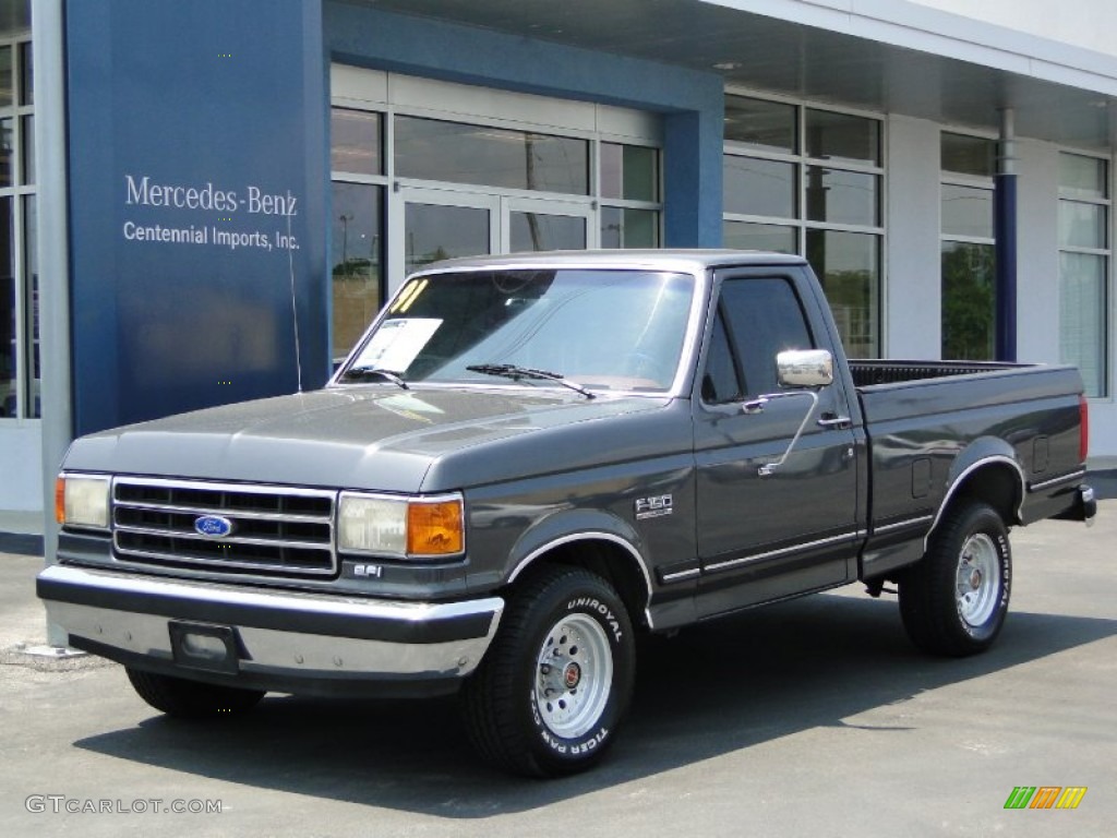 1991 F150 XLT Regular Cab - Dark Grey Metallic / Scarlet Red photo #29