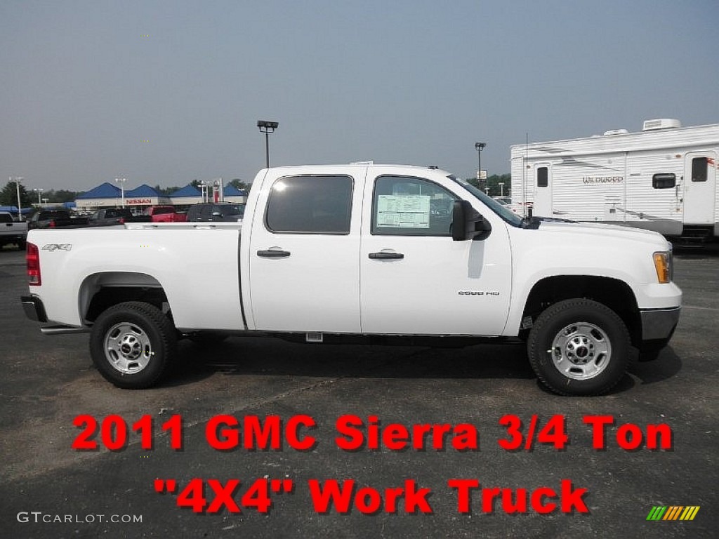 2011 Sierra 2500HD Work Truck Crew Cab 4x4 - Summit White / Dark Titanium photo #1