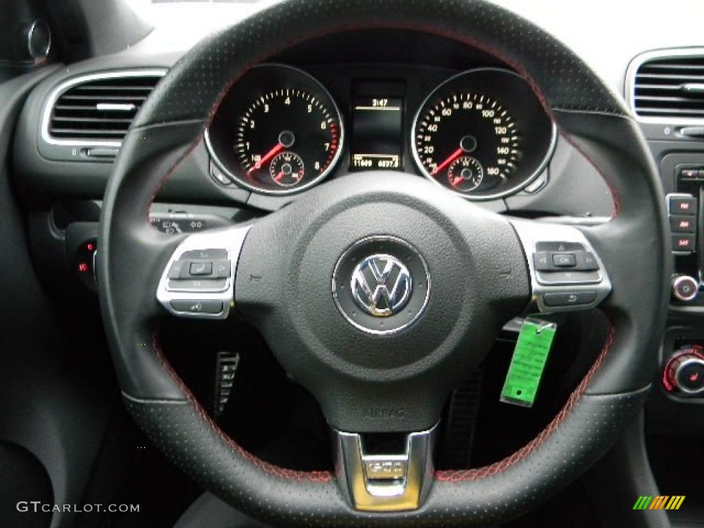 2010 Volkswagen GTI 2 Door Interlagos Plaid Cloth Steering Wheel Photo #50455925
