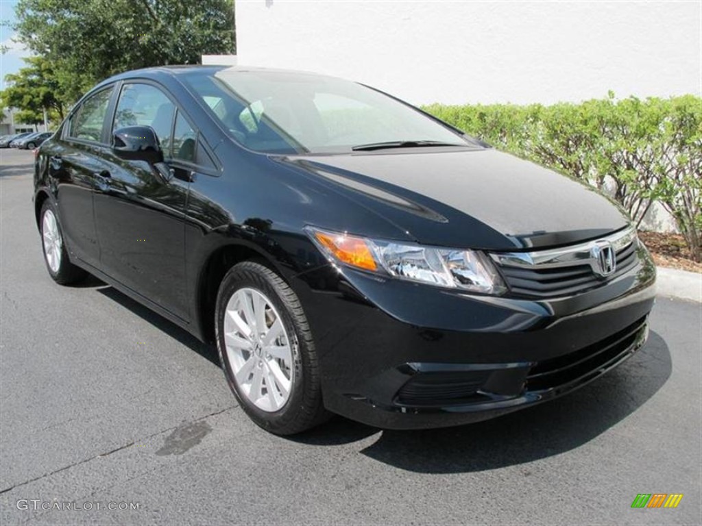 2012 Civic EX-L Sedan - Crystal Black Pearl / Gray photo #1