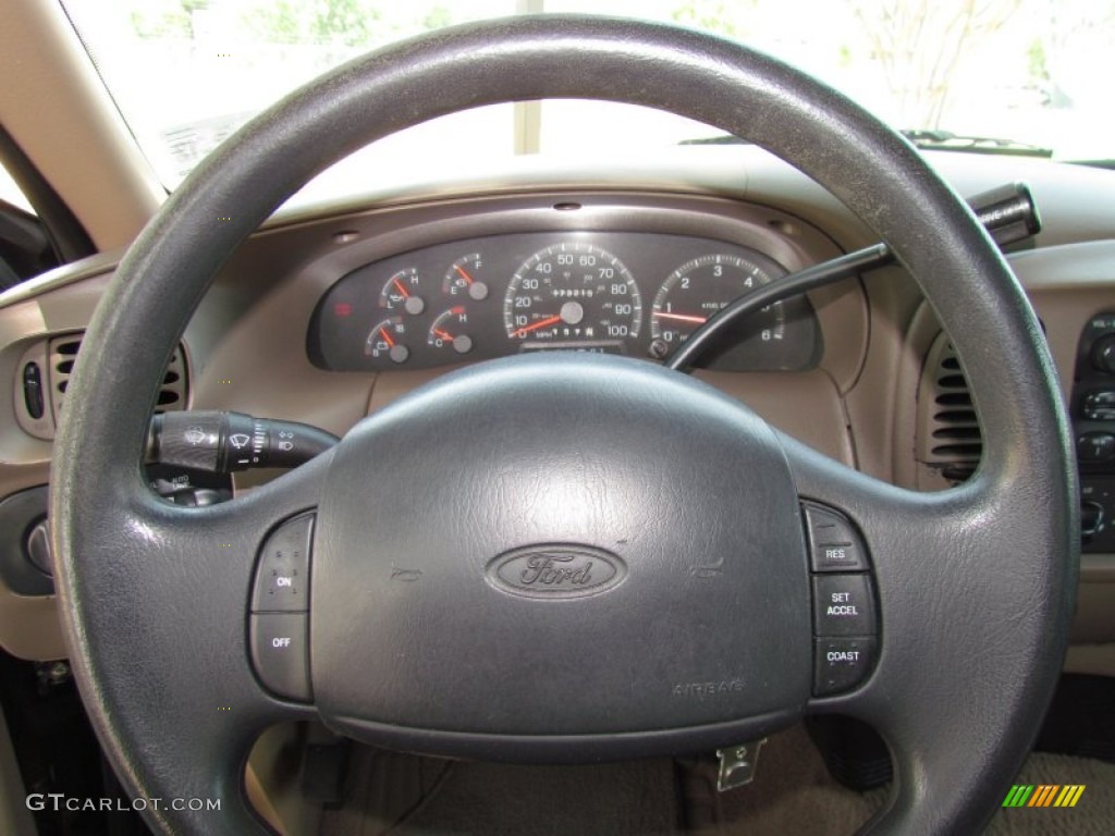 1998 Ford F150 XLT SuperCab Medium Prairie Tan Steering Wheel Photo #50456336