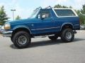 1992 Custom Blue Ford Bronco Custom 4x4  photo #2