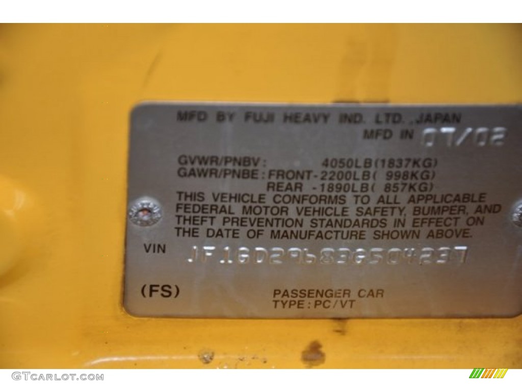 2003 Impreza WRX Sedan - Sonic Yellow / Black photo #6