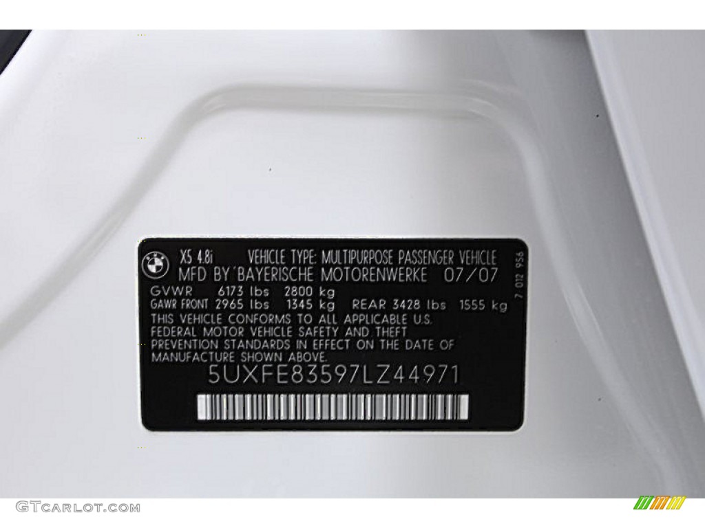 2007 BMW X5 4.8i Info Tag Photo #50468137
