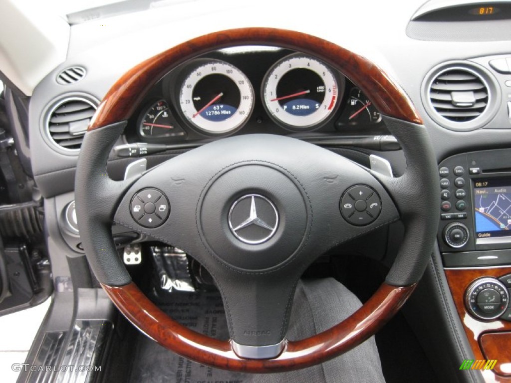 2009 Mercedes-Benz SL 550 Roadster Black Steering Wheel Photo #50475526