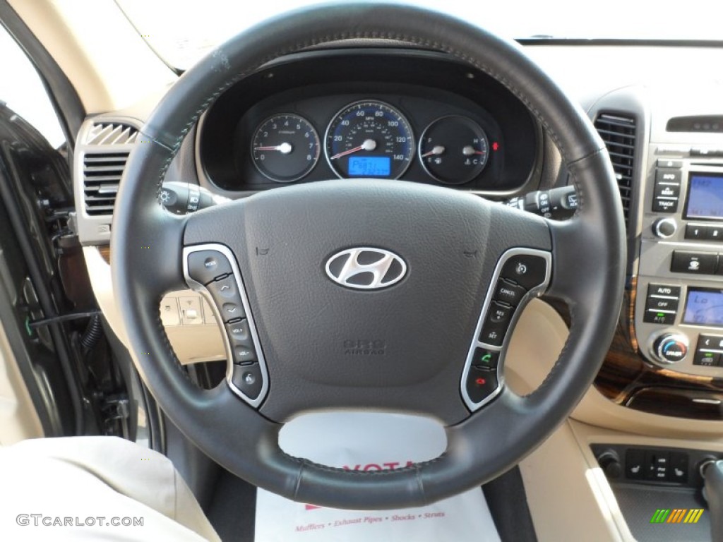2010 Hyundai Santa Fe Limited Beige Steering Wheel Photo #50476651