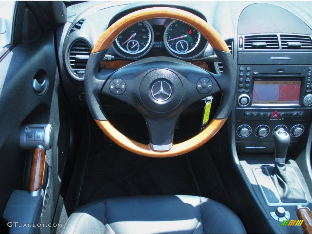 2009 Mercedes-Benz SLK 350 Roadster Black Steering Wheel Photo #50478439