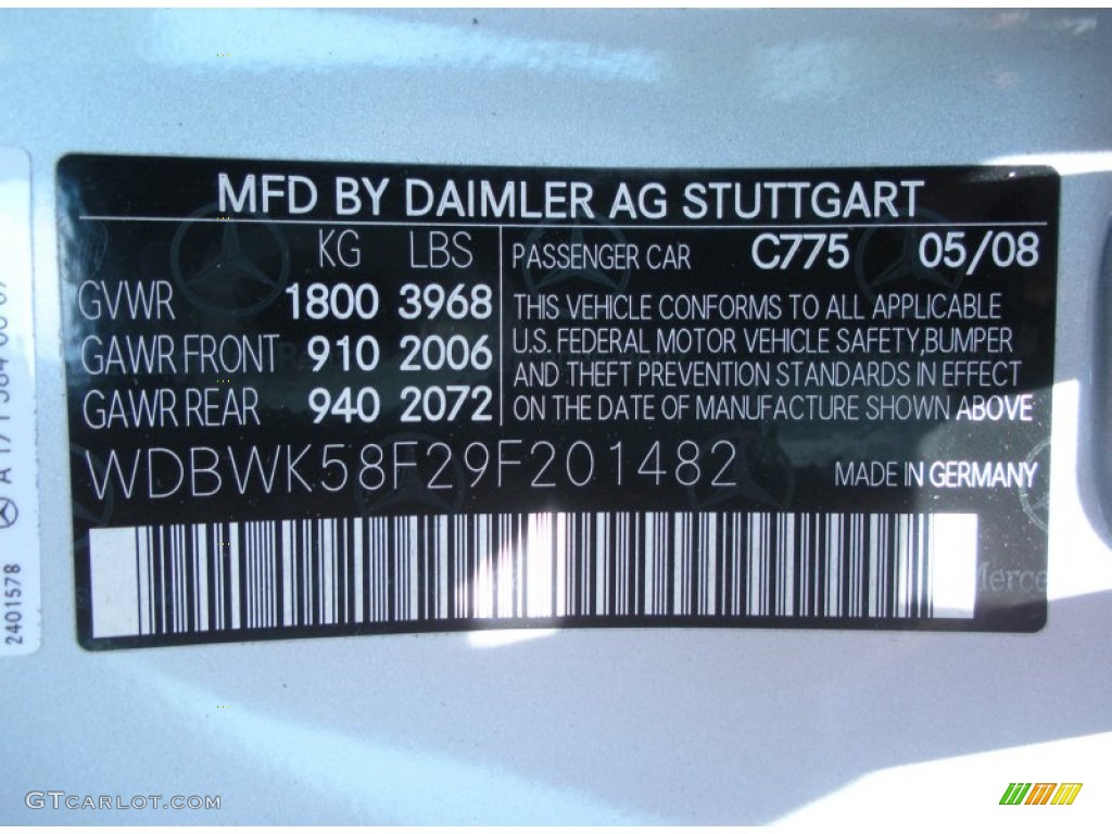 2009 SLK Color Code 775 for Iridium Silver Metallic Photo #50478550