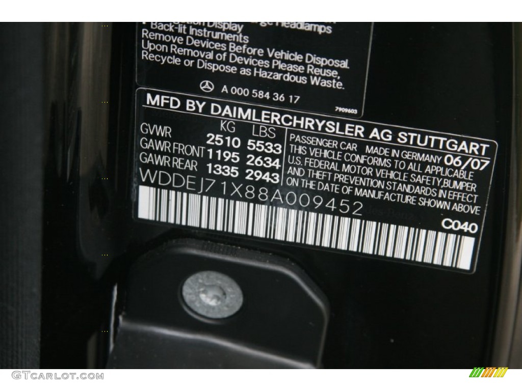2008 CL Color Code 040 for Black Photo #50479504