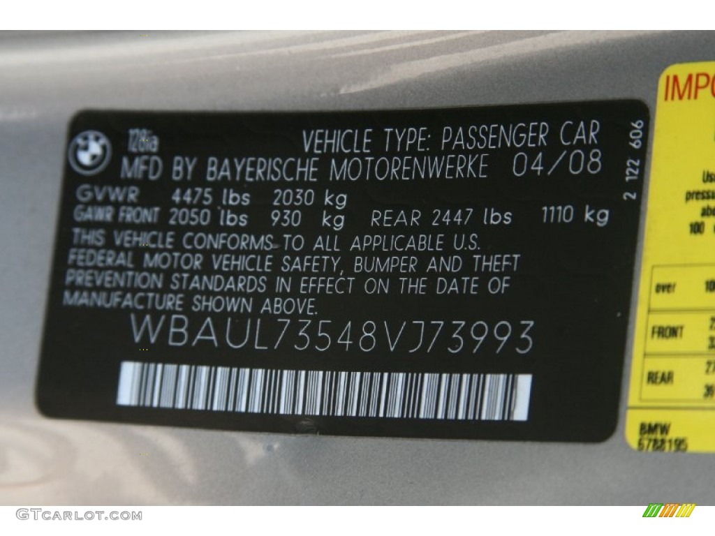 2008 BMW 1 Series 128i Convertible Info Tag Photos
