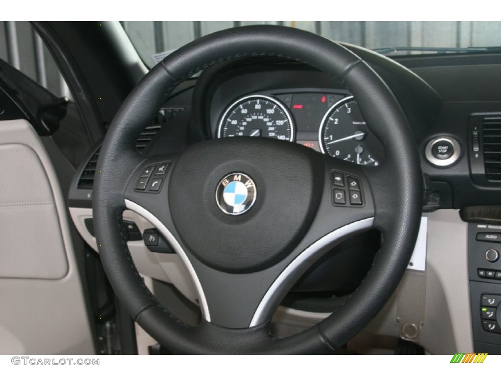 2008 BMW 1 Series 128i Convertible Grey Steering Wheel Photo #50480182