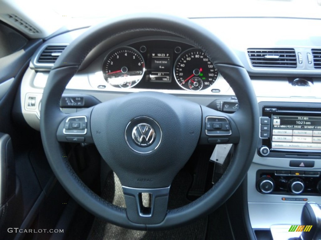 2012 Volkswagen CC Sport Black Steering Wheel Photo #50488792