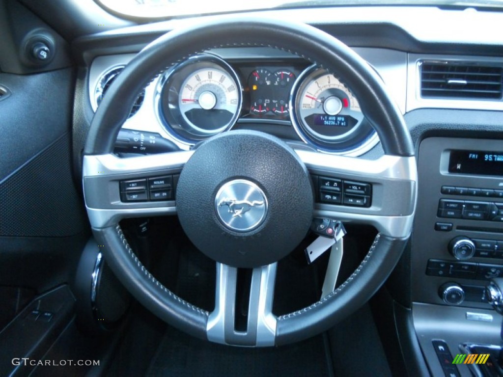 2010 Ford Mustang V6 Premium Coupe Charcoal Black Steering Wheel Photo #50490148