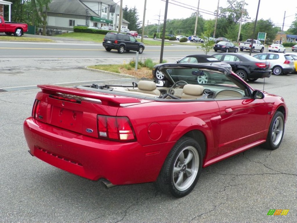 2001 Mustang GT Convertible - Laser Red Metallic / Medium Parchment photo #3