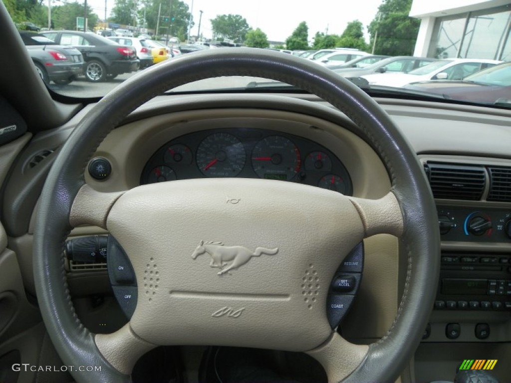 2001 Ford Mustang GT Convertible Medium Parchment Steering Wheel Photo #50491162