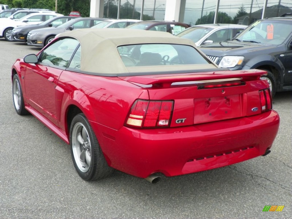 2001 Mustang GT Convertible - Laser Red Metallic / Medium Parchment photo #18