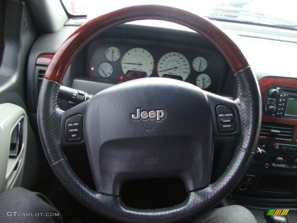 2004 Jeep Grand Cherokee Overland 4x4 Dark Slate Gray Steering Wheel Photo #50494546