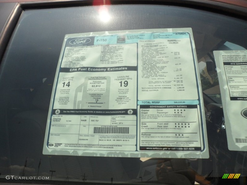 2011 Ford F150 XLT SuperCrew 4x4 Window Sticker Photos