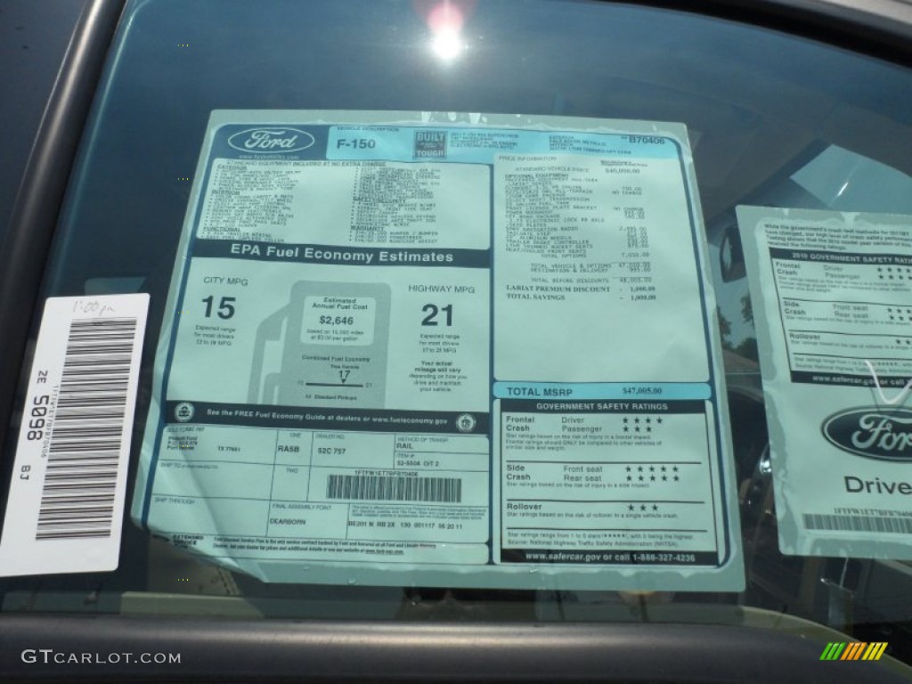 2011 Ford F150 Lariat SuperCrew 4x4 Window Sticker Photo #50498099