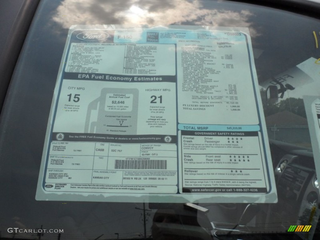 2011 Ford F150 FX4 SuperCrew 4x4 Window Sticker Photo #50499803