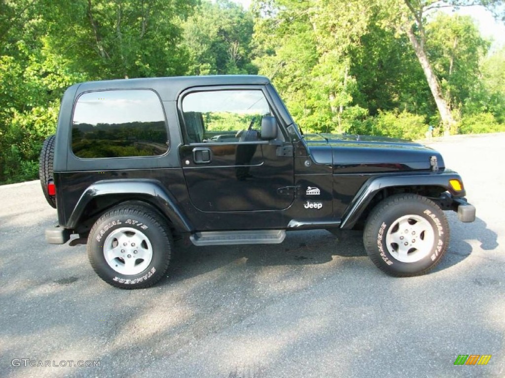 Black Clearcoat 2003 Jeep Wrangler Sahara 4x4 Exterior Photo #50501066