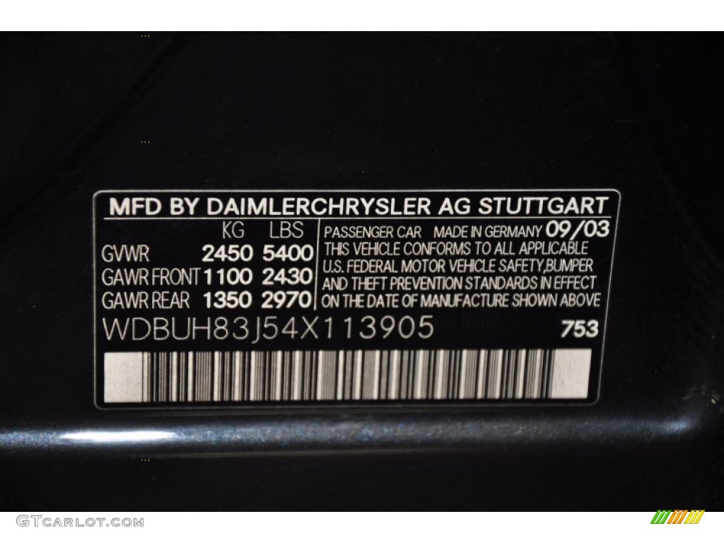 2004 Mercedes-Benz E 500 4Matic Wagon Color Code Photos