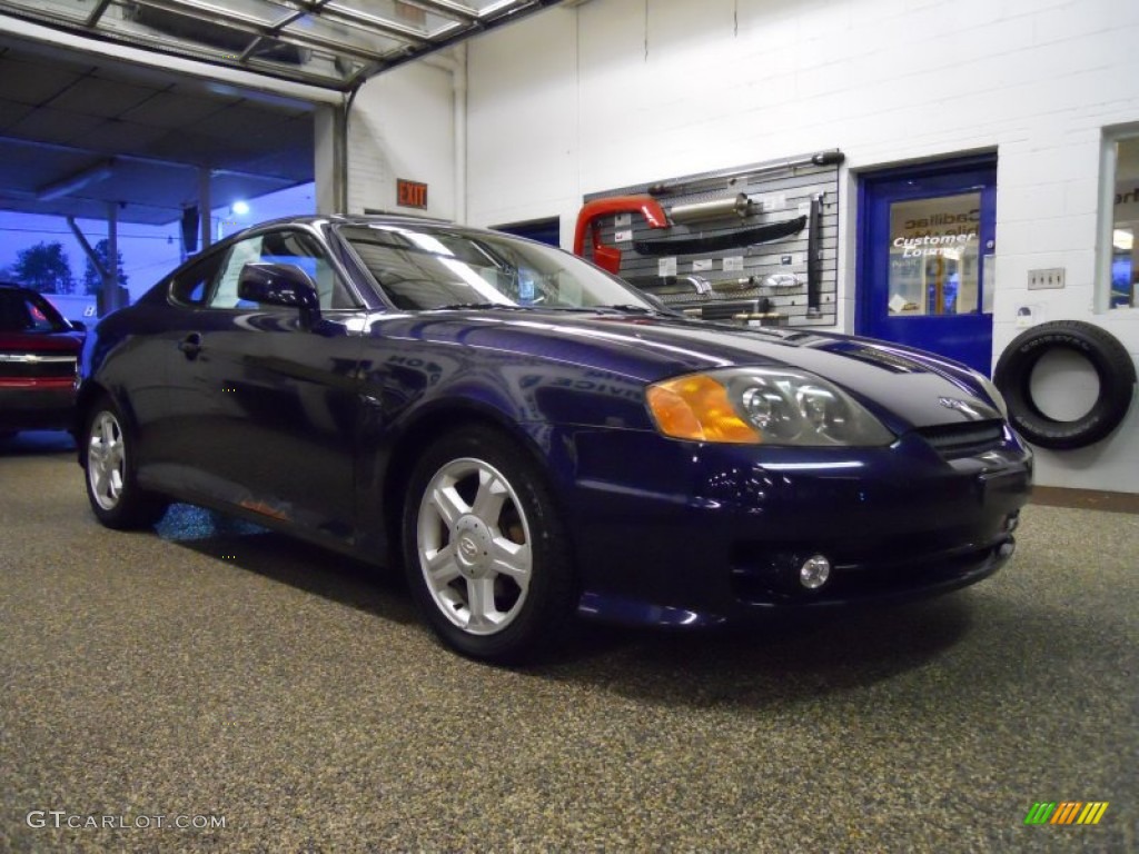 2003 Tiburon GT V6 - Carbon Blue / Black photo #1