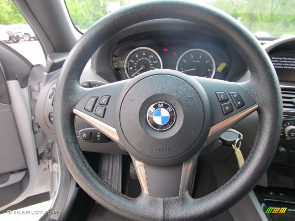 2004 BMW 6 Series 645i Convertible Black Steering Wheel Photo #50508814